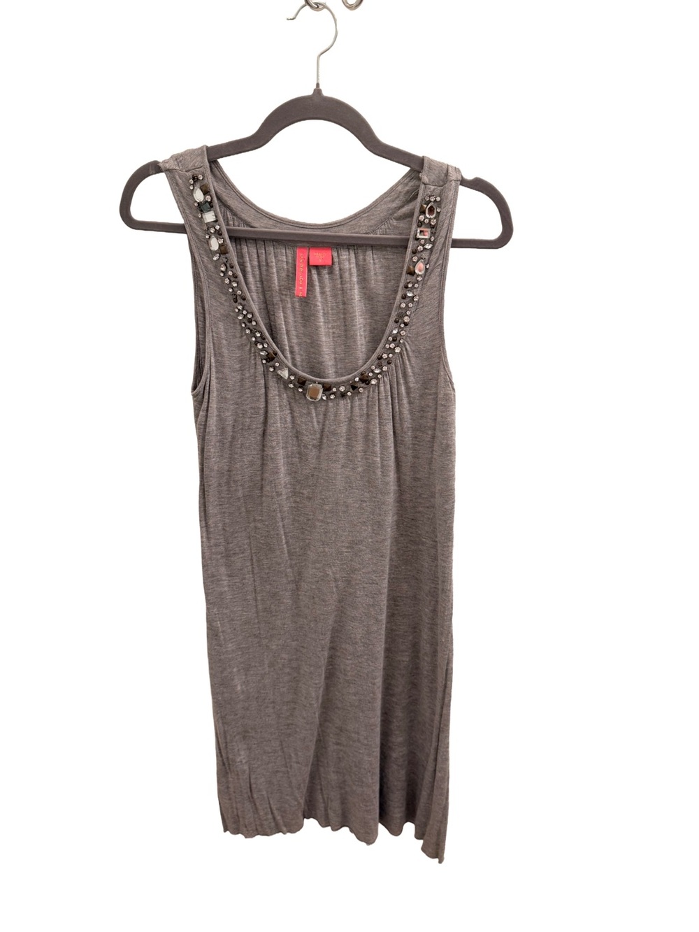 Charlotte Tarantola Embellished Scoop Neck Tank Dress - Gray